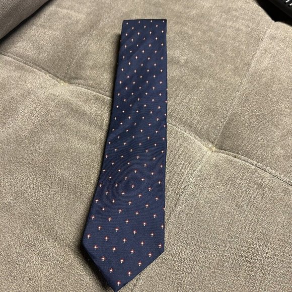 Vintage Christian Dior Blue Geometric  Mens Neck Tie Designer USA All Silk - Picture 7 of 11